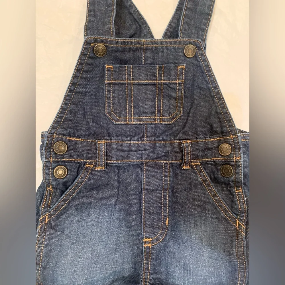 Carters Denim Short Overalls Baby Boy Size 12 Months Dark Wash